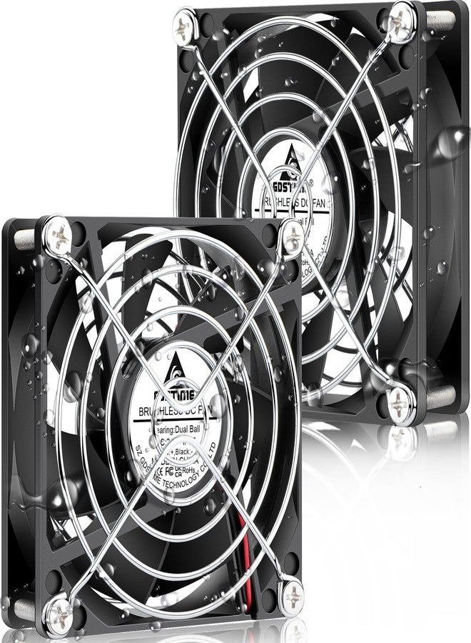 GDSTIME Waterproof Fan 80mm x 25mm IP67 Rating 24V Small Dual Ball Bearing Brushless DC Case Fans 2 Pin for RV Fridge Cooling Mini Greenhouse Ventilation, 2-Pack - Image 1